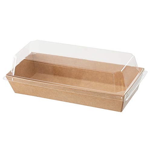 ヘッズ デリボックス 20.1×6.5×9.8cm 茶色 50枚 食品対応 ふた付 クラフト デリバリー 持ち帰り お弁当箱 H...